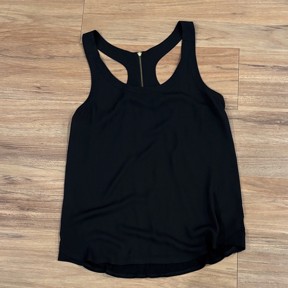 Express Black Racerback Tank with Back Zip Detail